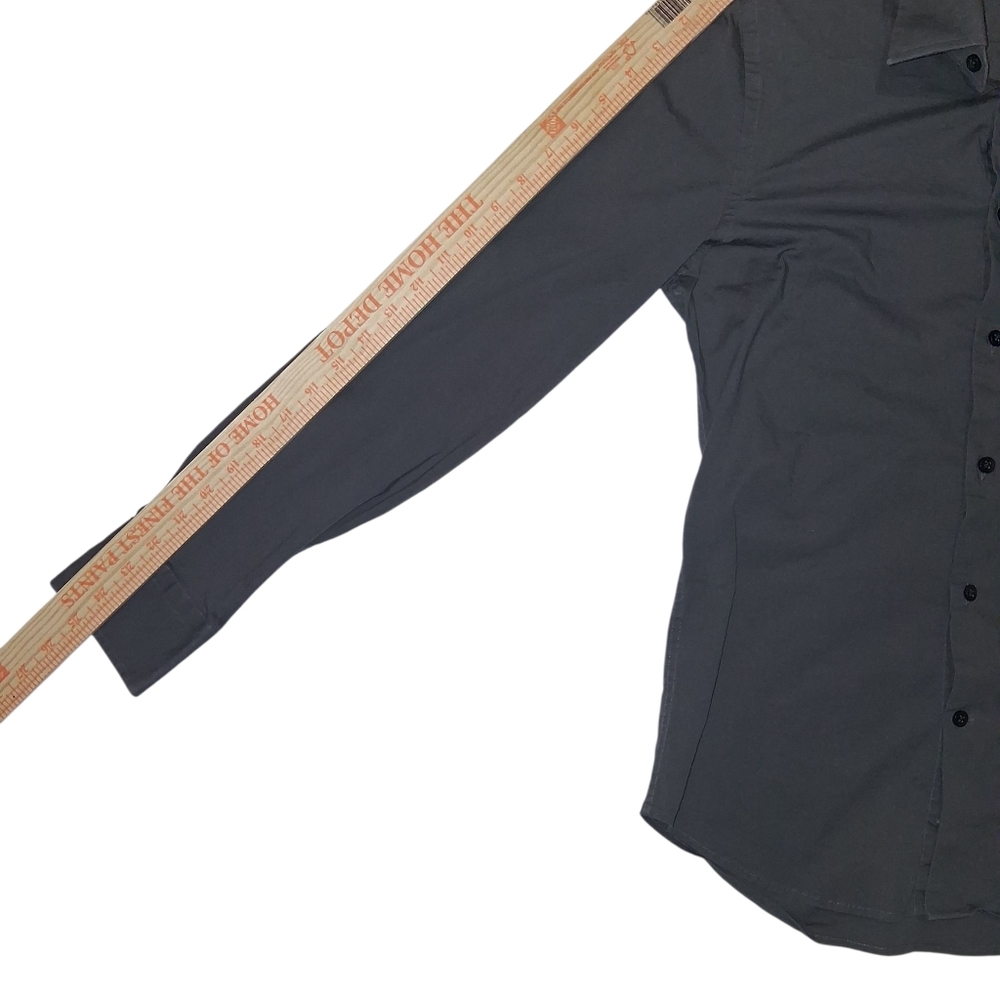 EXPRESS 1MX EUC Sz. S (14-14 1/2) Dark Gray Long Sleeve Button Down Dress Shirt. - Picture 8 of 11